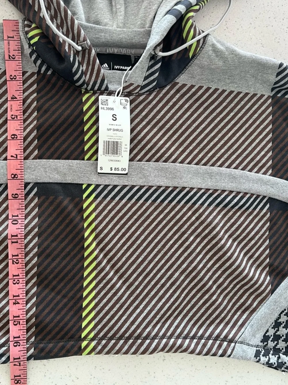 adidas Ivy Park Oversized Striped Shrug in Gray, Brown & Neon Green size S - Picture 13 of 13